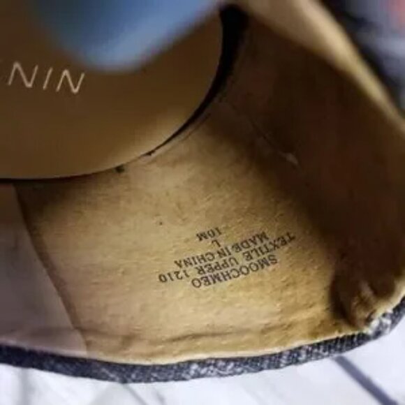 NINE WEST Smoochmeo gray and white plaid wedges pumps size 10 - Picture 6 of 9